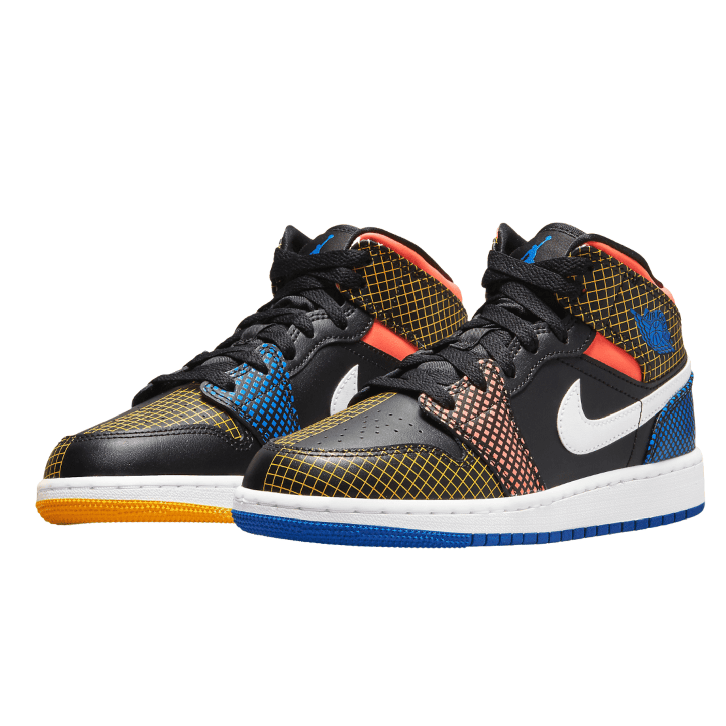 Air Jordan 1 Mid (GS) 'MMD Multi Colour Grid' - FRESNEAKERS