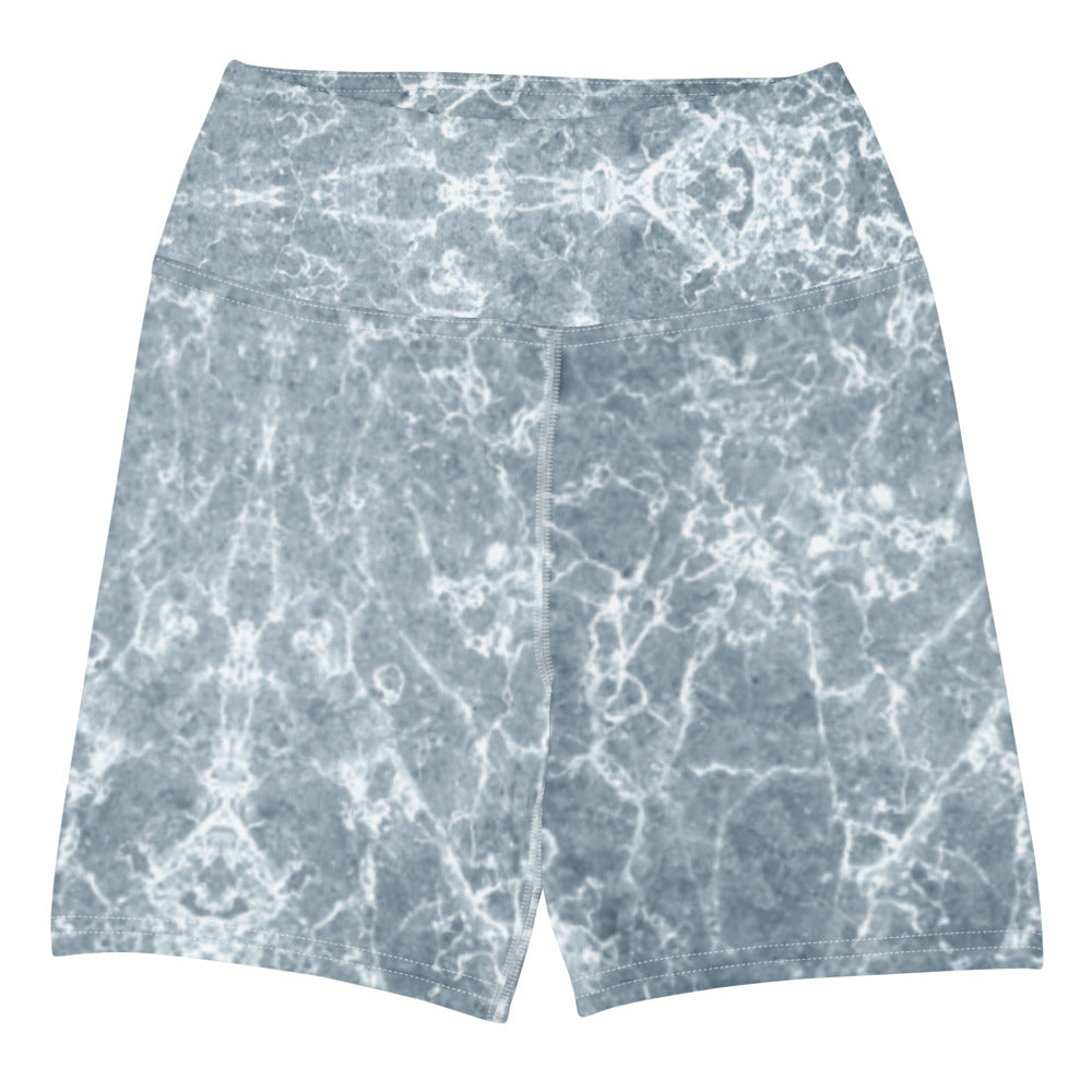 FRESNK Blue Marble Print Biker Yoga Shorts