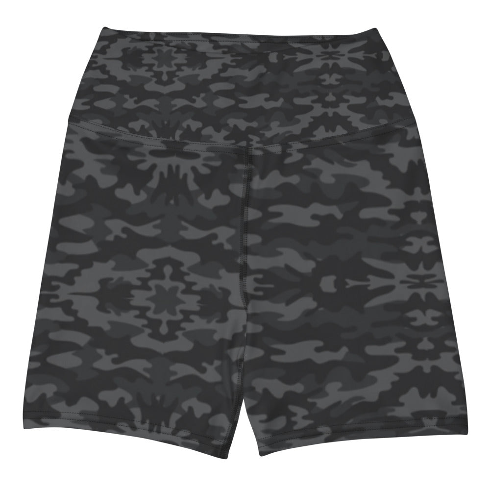 FRESNK Black Camo Print Biker Yoga Shorts